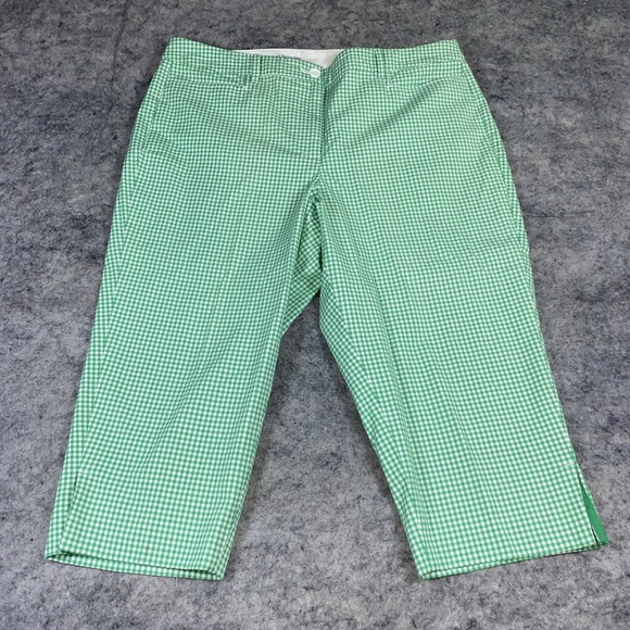 Talbots Women's Capri Pants Size 14P Green Gingham Checks Perfect Skimmer Curvy - Picture 1 of 10